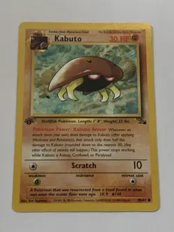 Pokemon TCG Kabuto Fossil 1st Edition Common Card 50/62 NM - Image 1