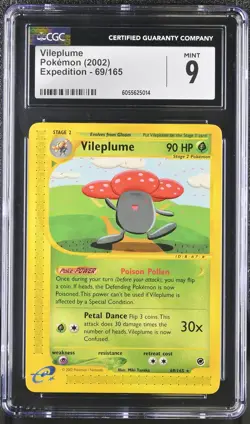 CGC 9 MINT Vileplume 2002 Expedition 69/165 Pokemon Card - Image 1