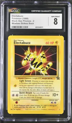 CGC 8 Electabuzz 1999 Black Star Promos 2 Mewtwo Strikes Back Pokemon Card - Image 1