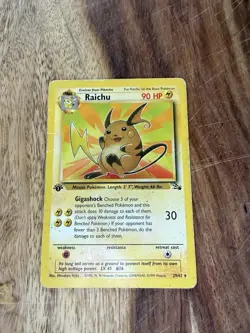 Pokemon Cards: Fossil 1st Edition Rare: Raichu 29/62 - Image 1