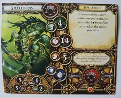 Descent Hero Card ONLY Steelhorns Fantasy Flight Replacement - Image 1
