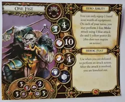 Descent Hero Card ONLY One Fist Fantasy Flight Replacement - Image 1