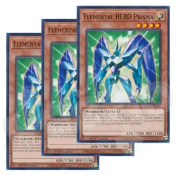 Yugioh - Elemental Hero Prisma x 3 - 1st Edition NM - Plus Free Holographic Card - Image 1