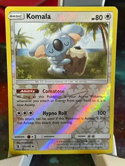 POKEMON KOMALA 114/145 UNCOMMON REVERSE HOLOFOIL GUARDIANS RISING NM CARD - Image 1