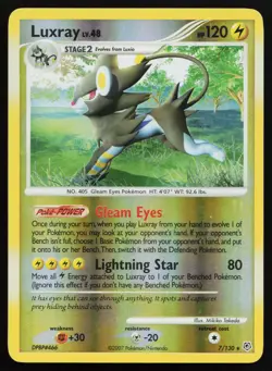 Luxray 7/130 Reverse Holo Rare Diamond and Pearl Pokemon Card - Image 1