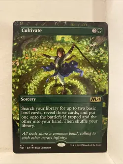 MTG Cultivate Core Set 2021 317 Regular Rare Extended Art Borderless M/NM - Image 1