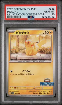 PSA 10 - Pikachu - SV-P 242 Promo - Japanese Pokemon - Illustration Contest 2024 - Image 1