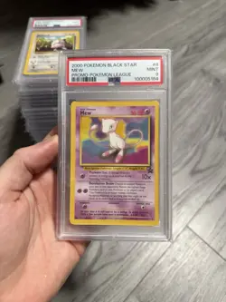 Pokemon 2000 Black Star Mew Promo Pokemon League #8 WOTC PSA 9 - Image 1