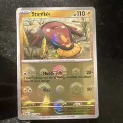Pokemon TCG S&V White Flare Stunfisk 035/086 Pokeball Reverse Holo Card NM/M - Image 1