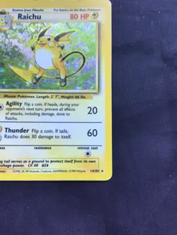 Pokemon Cards: Base Set Rare Holo: Raichu 14/102 - Image 5