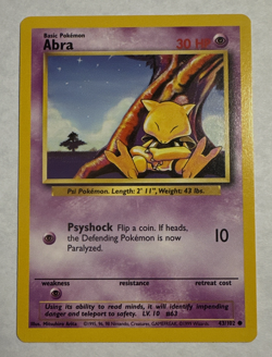 Lot Of 3 Pokemon Base set Vintage Cards Alakazam 1/102, Abra , & Kadabra LP/NM - Image 2