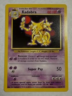 Lot Of 3 Pokemon Base set Vintage Cards Alakazam 1/102, Abra , & Kadabra LP/NM - Image 3