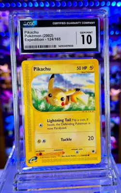 Pikachu 124/165 Non-Holo CGC 10 Expedition Base Set Graded Pokemon Card - Image 1