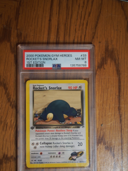Pokemon 2000 1st Edition Gym Heroes Rocket's Snorlax rare card, PSA 8 - Image 1