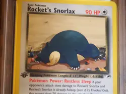Pokemon 2000 1st Edition Gym Heroes Rocket's Snorlax rare card, PSA 8 - Image 2