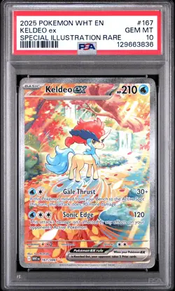 2025 Pokemon WHT EN White Flare #167 SIR Keldeo ex PSA 10 Gem Mint - Image 1