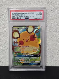 PSA 10 GEM MINT - Dedenne 195a SUN & MOON UNBROKEN BONDS Alt Art Promo Pokemon - Image 1