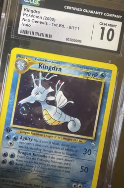 🌀 SWIRL 🌀 CGC 10 KINGDRA 8 NEO GENESIS HOLO 1ST EDITION POKEMON 🌀 SWIRL 🌀 - Image 3