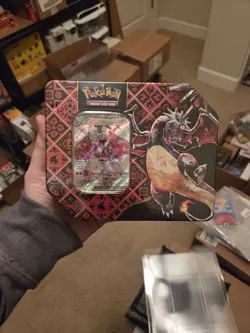 Pokemon Scarlet Violet Paldean Fates Charizard Tin Factory Sealed (NEW) Tear - Image 1