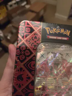Pokemon Scarlet Violet Paldean Fates Charizard Tin Factory Sealed (NEW) Tear - Image 2