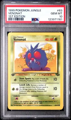 1999 POKEMON JUNGLE 1ST ED #63 VENONAT PSA 10 - Image 1