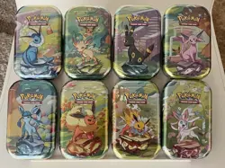Pokemon Prismatic Evolutions Mini Tins Sealed Lot Of 8 FULL ART SET NEW Free Shi - Image 1