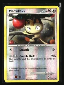 Pokemon MEOWTH 114/147 Reverse Holo (2009 Supreme Victors) MP/Mod Play - Image 1