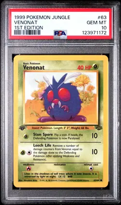 1999 POKEMON JUNGLE 1ST ED #63 VENONAT PSA 10 - Image 1