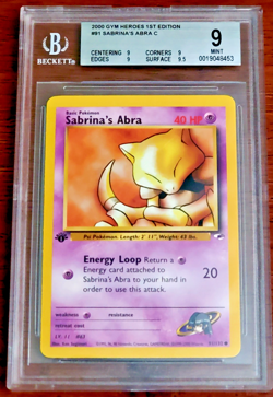 🔴BGS 9🔴 Vintage Pokemon Gym Heroes - 1st Edition SABRINA'S ABRA 9/132 - Image 1