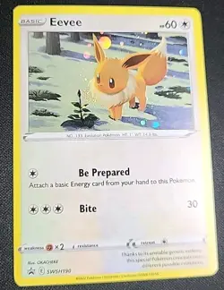 Eevee Pokemon Brilliant Stars Black Star Promo SWSH190 Holo |Swirls| (NM) - Image 1