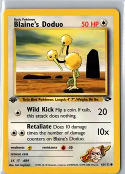 BLAINE'S DODUO 61/132 COMMON GYM CHALLENGE POKEMON LP 1st Edition - Image 1