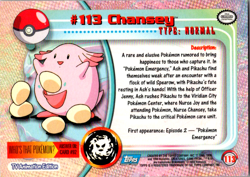 ENGLISH POKEMON CHANSEY #113 TV ANIMATION TOPPS NON HOLO - Image 2