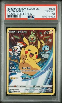 2020 POKEMON SWSH BLACK STAR PROMO FIGURE COLL #020 FULL ART/PIKACHU PSA 10 - Image 1