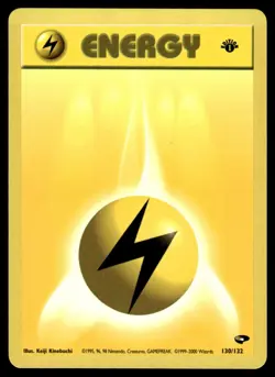 Pokemon TCG Gym Challenge 1st Edition #130/132 Lightning Energy LP+ - Image 1