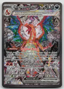 Pokemon TCG Sv03: Obsidian Flames Charizard EX Holo Card 223/197 NM - Image 1