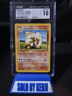 CGC 10 GEM MINT Arcanine 1999 Base Set 23/102 Pokemon Card - Image 1