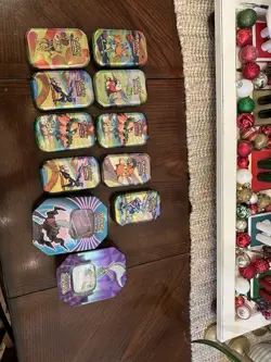 Lot Of 9 Pokemon Mini Tins With Cards And 2 Mighty Mysterious Tins - Image 1