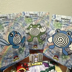 Pokemon Poliwag Poliwhirl Poliwrath Holo 2024 Card Database Shiny Set of 3 - Image 1