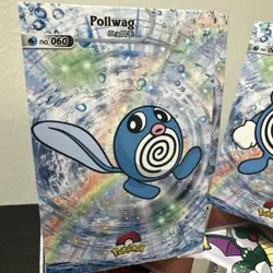 Pokemon Poliwag Poliwhirl Poliwrath Holo 2024 Card Database Shiny Set of 3 - Image 2