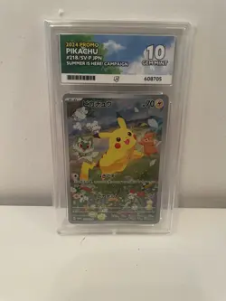 Pokemon Pikachu Card 218/Sv-p Summer Campaign Promo, Japanese Ace 10 Gem Mint - Image 1