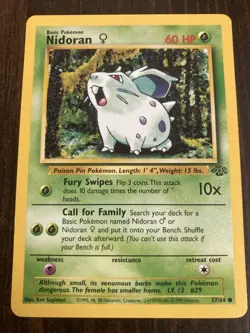 Nidoran F 57/64 Jungle Rare Vintage 1999 Pokemon Card - Image 1