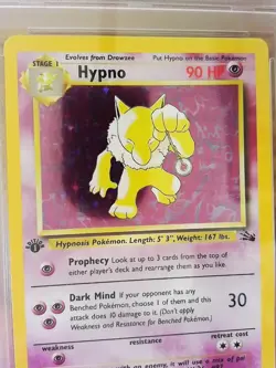 1st Edition Hypno 8/62 FOSSIL SET Holo Rare Graded Pokemon Card - PSA 7 - Image 2