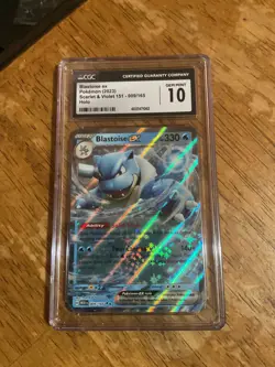 CGC 10 Pokemon TCG Scarlet Violet 151 Blastoise EX 009/165 Holo Rare Card 2023 - Image 1