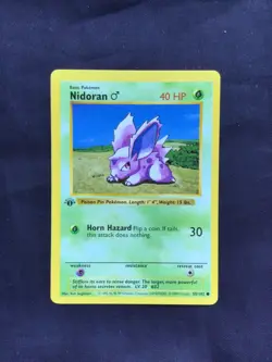 Pokemon Cards: Base Set 1st Edition Common: Nidoran M 55/102 - Image 1