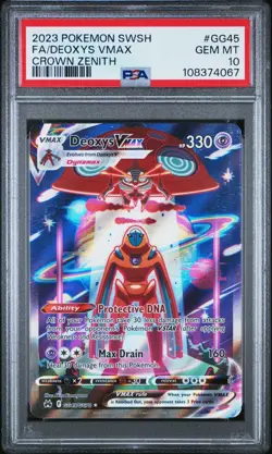PSA 10 GEM MINT Deoxys VMAX Crown Zenith GG45/GG70 Full Art Holo Pokemon Card - Image 1