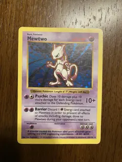 1999 Pokemon TCG Mewtwo Holo Shadowless Rare Card 10/102 - Image 1