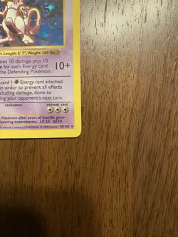 1999 Pokemon TCG Mewtwo Holo Shadowless Rare Card 10/102 - Image 3