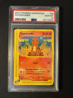 2002 PSA 10 GEM MINT Charmander 98/165 Expedition Base Set Pokemon Card 004 - Image 1