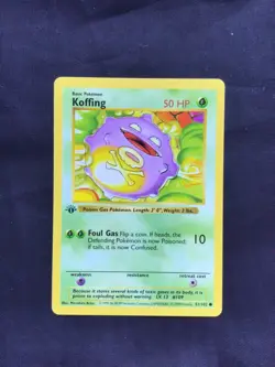 Pokemon Cards: Base Set 1st Edition Common: Koffing 51/102 - Image 1