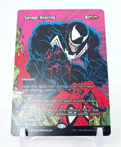 MTG • SAVAGE BEATING 0026 Borderless Mythic • Marvel Spider-Man Magic M/NM - Image 1